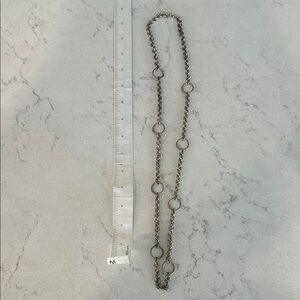 Silver Tone Chain Necklace with Open Ring Accents